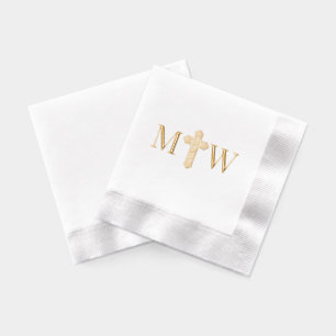Serviettes Avec Dorure Croix de Nœud Celtique Élégant Couple 2 Initial Mo
