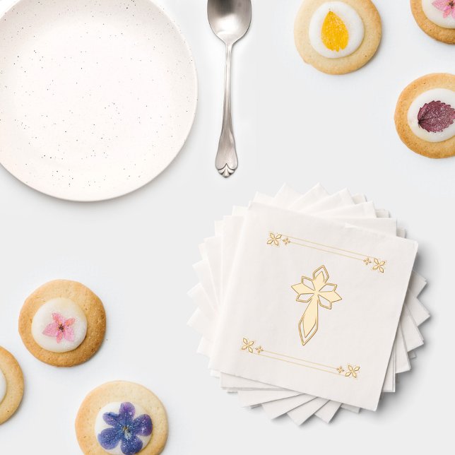 Serviettes Avec Dorure Croix décorative élégante Aucun texte Événements r (Créateur téléchargé)