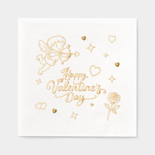 Serviettes Avec Dorure Cupidon de la Saint-Valentin et conception de grib