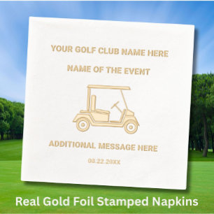 Serviettes Avec Dorure Custom Stlish Golf Club League Événement Real Gold