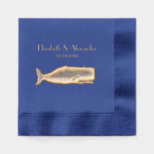 Serviettes Avec Dorure Dessin de baleine vintage du 19e siècle
