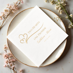 Serviettes Avec Dorure Deux Coeurs, un Mariage de promesse