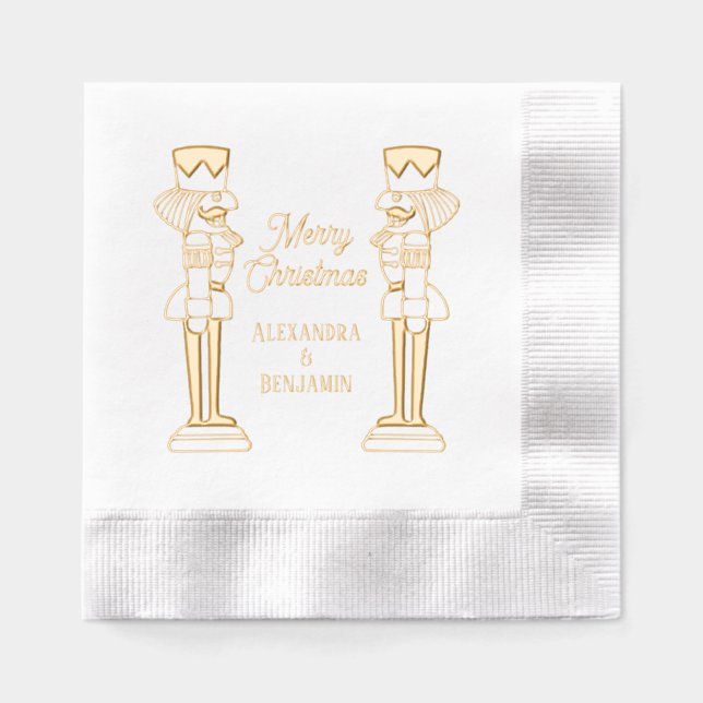 Serviettes Avec Dorure Deux Noisettes Joyeux Couple de Noël ou Nom de la  (Recto)