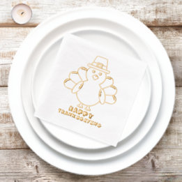 Serviettes Avec Dorure Dinde de Thanksgiving mignonne