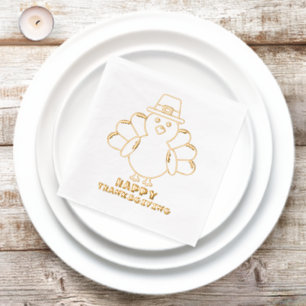 Serviettes Avec Dorure Dinde de Thanksgiving mignonne 
