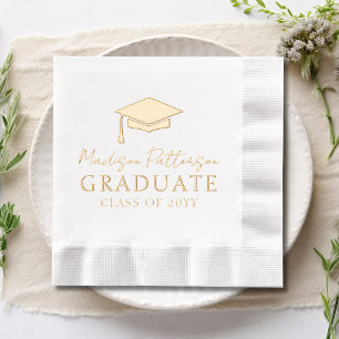 Serviettes Avec Dorure Diplôme d'études Élégant Nom personnalisé Diplômé