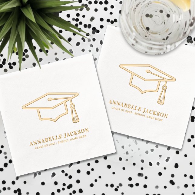 Serviettes Avec Dorure Diplôme Personnalisé en Or (Personalized Graduation Gold Foil Napkins)