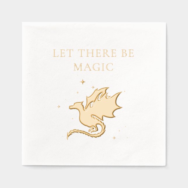 Serviettes Avec Dorure Dragon et étoiles Qu'il y ait de la magie (Recto)