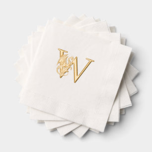Serviettes Avec Dorure Dragon Mythique Sur Monogramme Initial Gras Unique