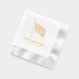 Serviettes Avec Dorure Drapeau américain patriotique agitant Nom Date