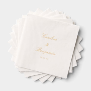 Serviettes Avec Dorure Écriture Classique Élégante Mariage Personnalisé O