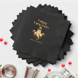 Serviettes Avec Dorure Éffrayant Ghost Black Halloween