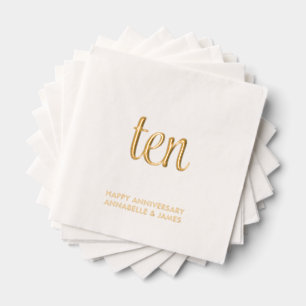 Serviettes Avec Dorure Élégant 10ème anniversaire Mariage de l'or serviet