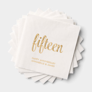 Serviettes Avec Dorure Élégant 15ème anniversaire Mariage de l'or serviet