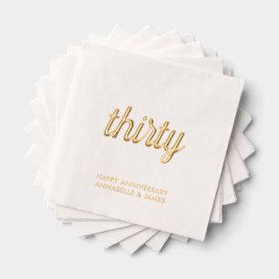 Serviettes Avec Dorure Élégant 30ème anniversaire Mariage de l'or serviet