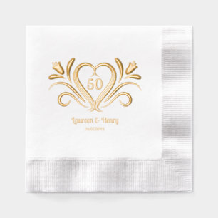 Serviettes Avec Dorure Élégant 50 ans de jalon Personnalisé