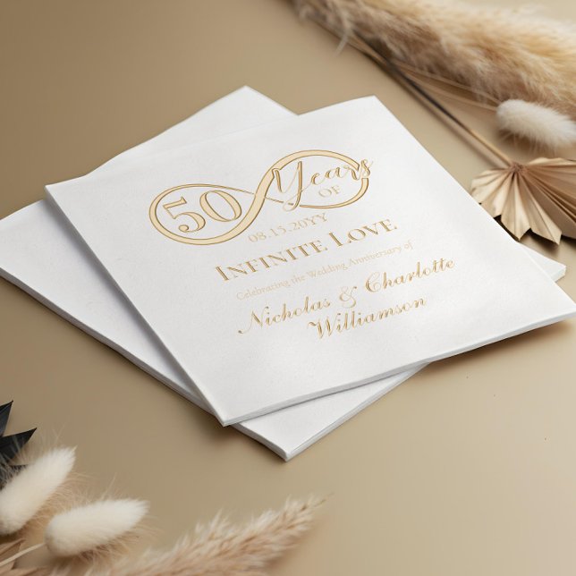 Serviettes Avec Dorure Elegant 50th Anniversary Milestone Infinity Love (Elegant 50th Anniversary Milestone Infinity Love Foil Napkins)