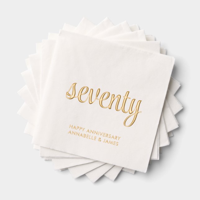 Serviettes Avec Dorure Élégant 70ème anniversaire Mariage de l'or serviet (Insitu (empilé))