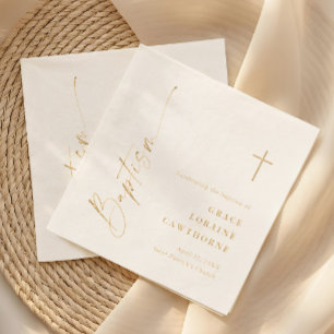 Serviettes Avec Dorure Élégant Baptême De Style Moderne