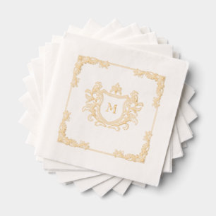Serviettes Avec Dorure Élégant blason monogramme dessiné à la main pour m