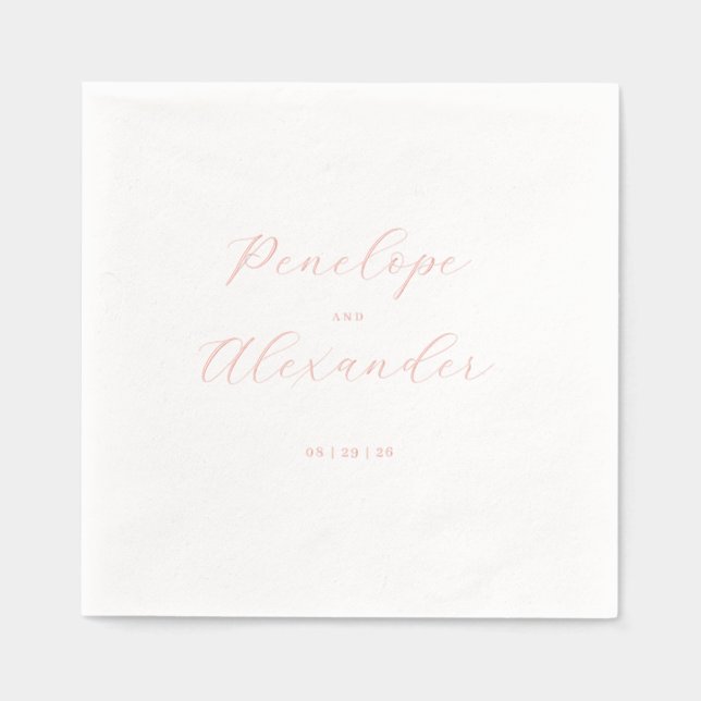 Serviettes Avec Dorure Elegant Blush Minimalist Calligraphy (Recto)