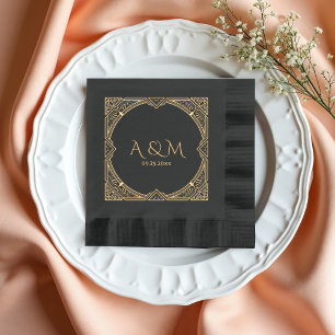 Serviettes Avec Dorure Elégant cadre Art Déco Mariage Monogramme