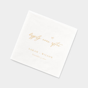 Serviettes Avec Dorure Élégant Coeur Minimal Heureux Jamais Après Mariage