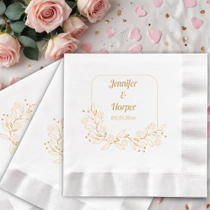 Serviettes Avec Dorure Elegant Floral Wedding