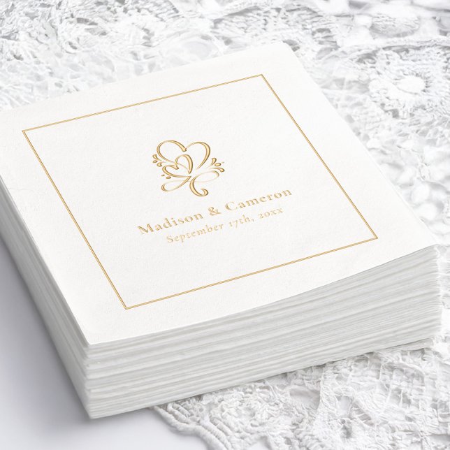 Serviettes Avec Dorure Elégant Mariage Chic Custom Gold (Elegant Wedding Chic Custom Gold Foil Napkins)