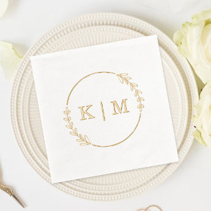 Serviettes Avec Dorure Élégant Mariage de couronne de monogramme