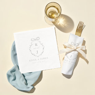 Serviettes Avec Dorure Élégant Mariage de monogramme à main et à ruban