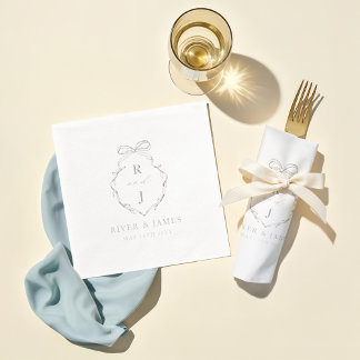 Serviettes Avec Dorure Élégant Mariage de monogramme à main et à ruban