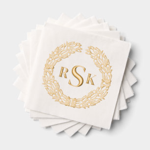 Serviettes Avec Dorure Élégant Mariage de monogramme traditionnel à couro
