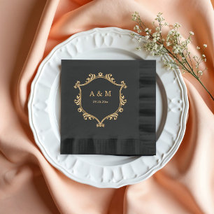 Serviettes Avec Dorure Élégant Mariage de monographie de régence