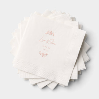Serviettes Avec Dorure Élégant Mariage floral Rose personnalisé Or