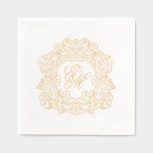 Serviettes Avec Dorure Élégant mariage Monogram Crest