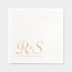 Serviettes Avec Dorure Élégant mariage monogramme