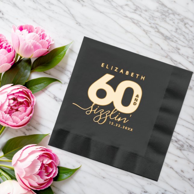 Serviettes Avec Dorure Elégant Modern Girly 60 et Sizzlin' (Insitu (Mariage))