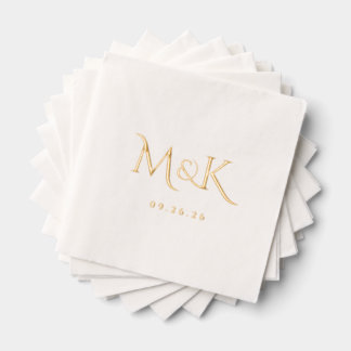 Serviettes Avec Dorure Élégant Monogramme de Mariage Simple