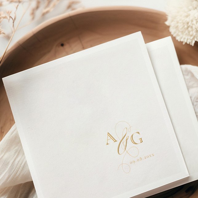 Serviettes Avec Dorure Élégant monogramme d'écriture esperluette mariage  (Créateur téléchargé)