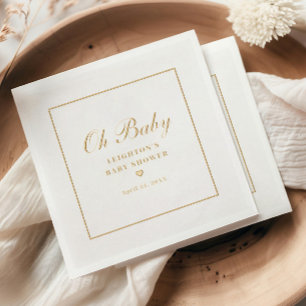 Serviettes Avec Dorure Élégant Oh Baby écriture calligraphique Baby Showe