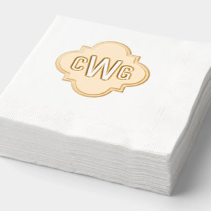 Serviettes Avec Dorure Élégant Quatrefoil marocain 3 Monogramme initial