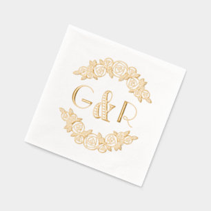 Serviettes Avec Dorure Élégant Rose Arché N° 6 2ème Ronde Initiale