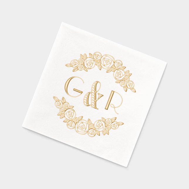 Serviettes Avec Dorure Élégant Rose Arché N° 6 2ème Ronde Initiale (Gauche)