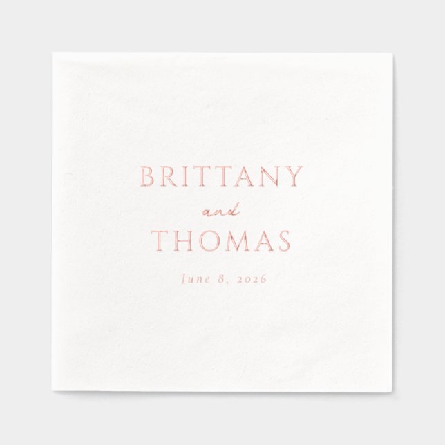 Serviettes Avec Dorure Elegant Rose Minimalist Wedding Invitation (Recto)