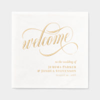 Élégant Script Avec Flèches Mariage Welcome Gold