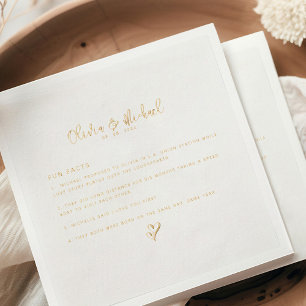 Serviettes Avec Dorure Élégant script de mariage Fun Facts Gold