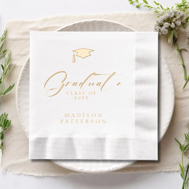 Serviettes Avec Dorure Élégant Script Gradué Personnalisé Graduation (Créateur téléchargé)