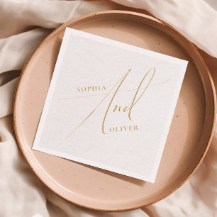 Serviettes Avec Dorure Élégante calligraphie Boho Mariage