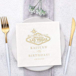 Serviettes Avec Dorure Elégante fête d'anniversaire de Las Vegas